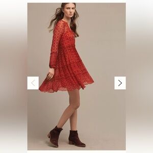 Anthropologie Maeve Canna Red Swing Dress